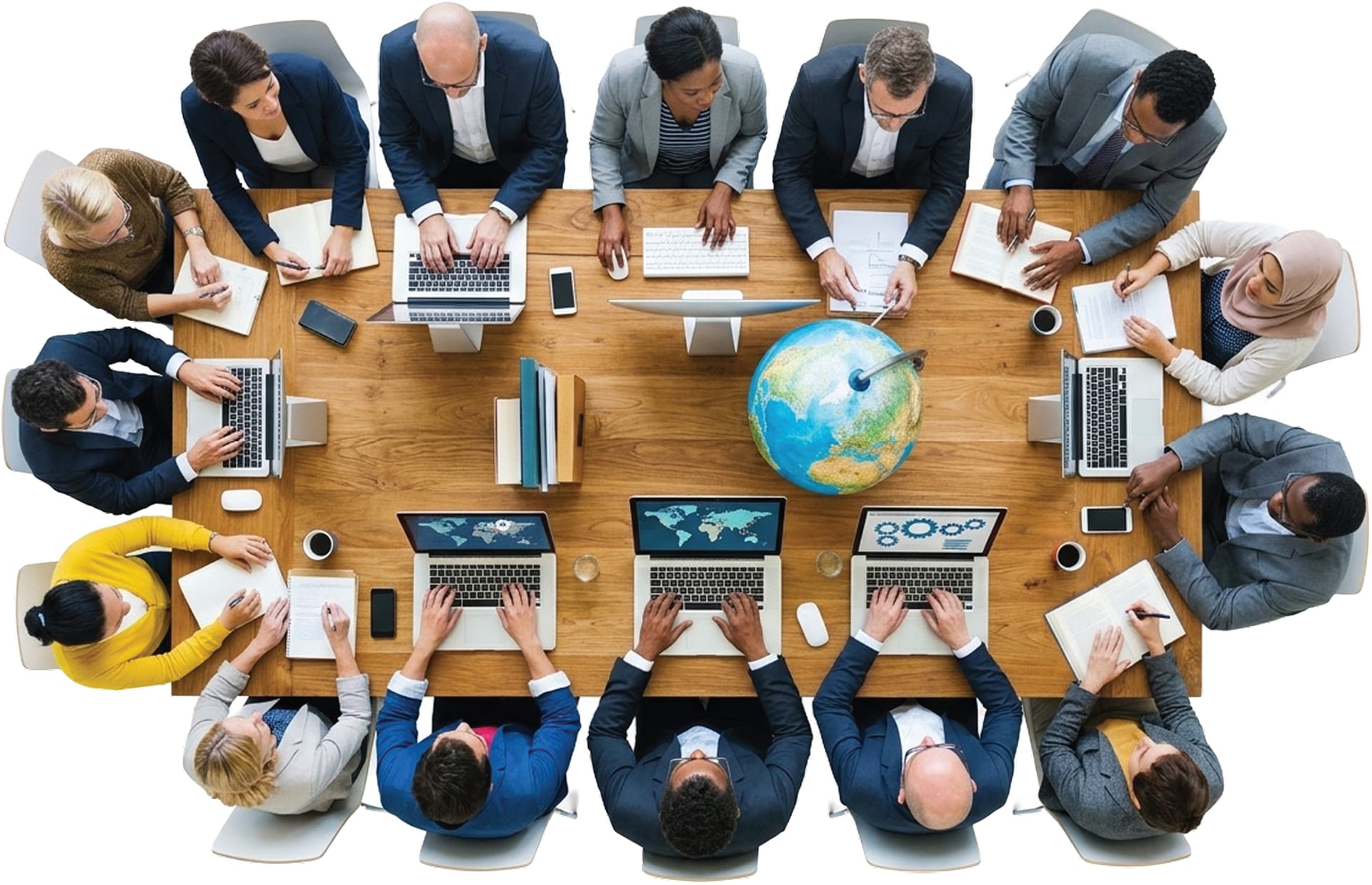 Global team around conference table